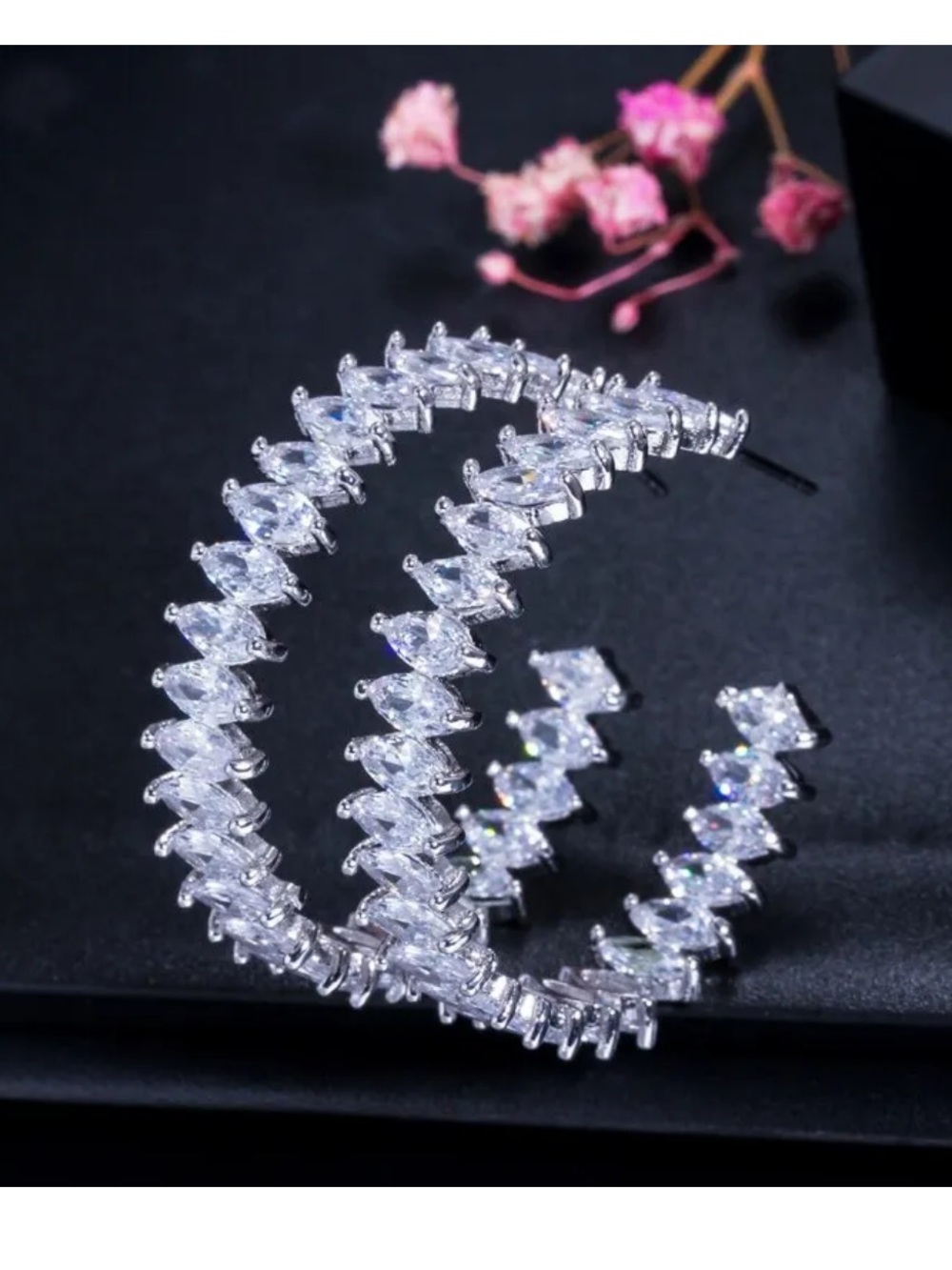White Sapphire Hoop Earrings